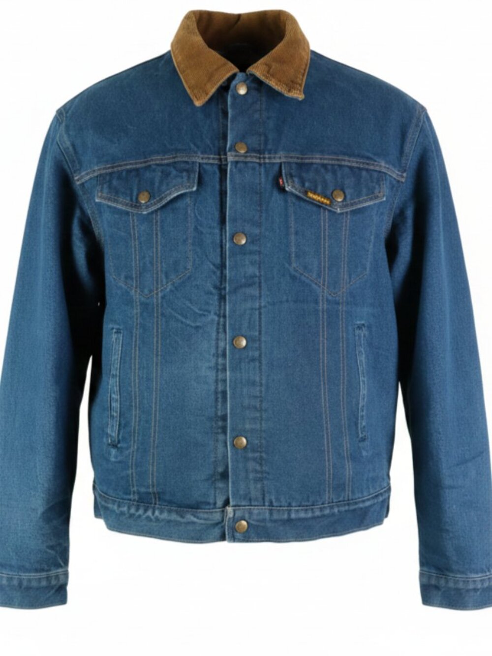Saddle King Jean Jacket Mens 50 Xl Blue Blanket Lined Snap Up Western Vintage US